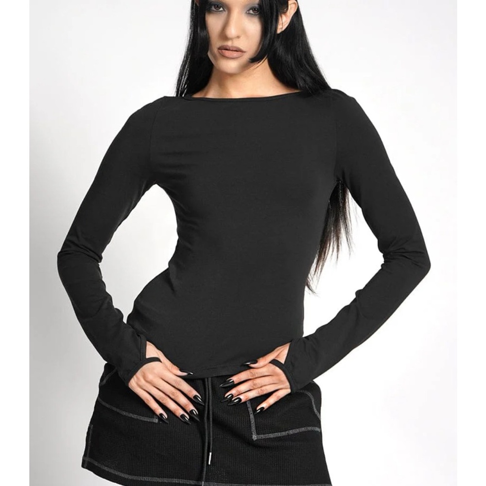NWT NOCTEX Cassiopeia Black Fitted Long Sleeve Top